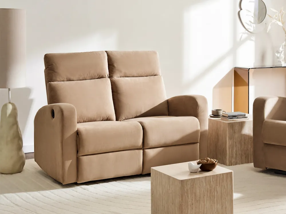 Sofa elektrisch verstellbar 2-Sitzer VERDAL Samtstoff Hellbraun