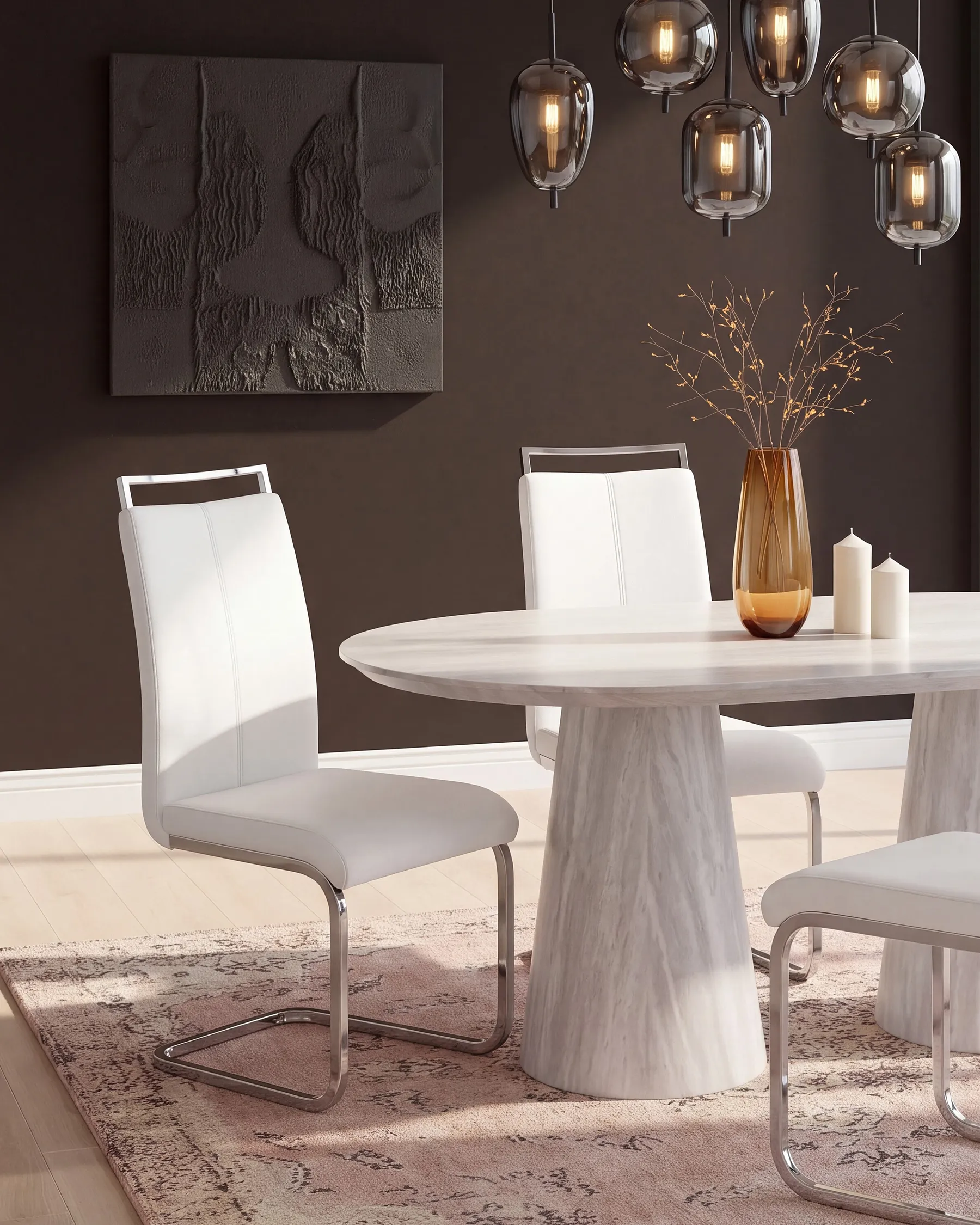 Set of 2 Faux Leather Dining Chairs White GREEDIN_1156874