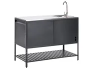 Outdoor-Küche 2er Set mit Spüle MAENZA Schwarz Metall_981484