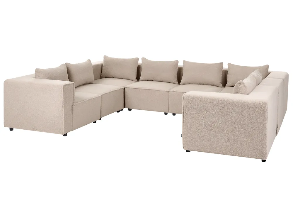 U-förmiges Modulsofa 8-Sitzer AXEBO Bouclé Beige_1077290
