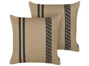 Dekokissen 2er Set DESALIX 45 x 45 cm Jute Beige Streifenmuster_887845