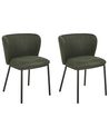 Set of 2 Dining Chairs MINA Fabric Dark Green