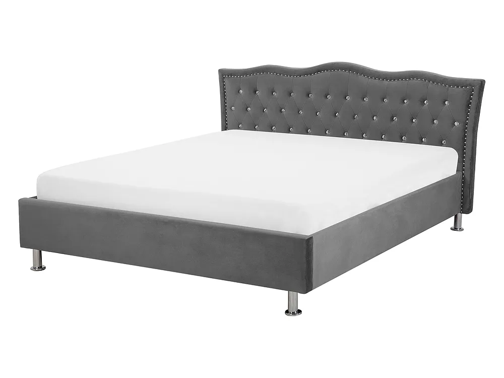 Lit ottoman METZ Velours Gris foncé 140 x 200 cm_736190