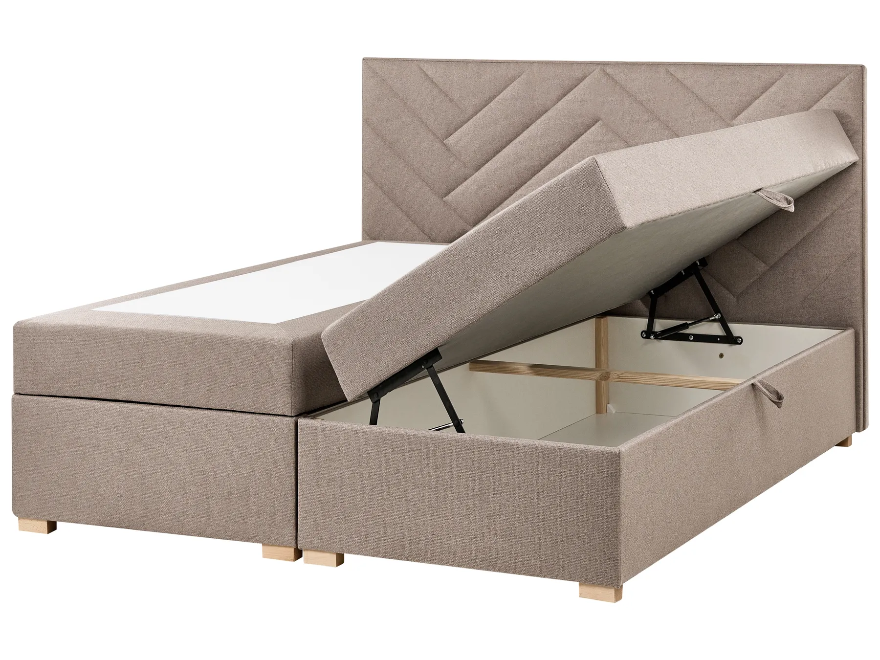 Kontinentalni krevet s prostorom za pohranu ESQUIRE Sivo-bež 160 x 200 cm_1016255
