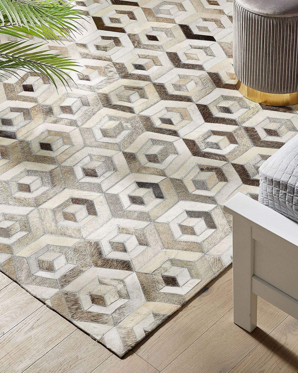 Rug TAVAK Beige 140 x 200 cm Leather