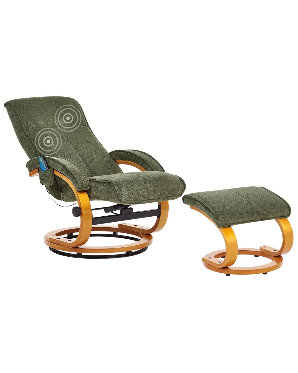 Massage Chair HERO with Footstool Fabric Green