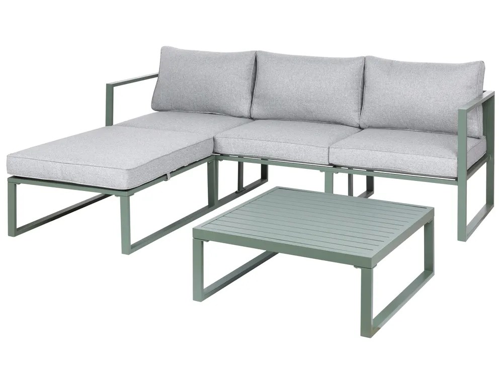 Garten Ecksofa mit Tisch 3-Sitzer OLANG Metall Grün_1079951
