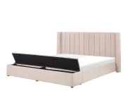 Bett mit Stauraumbank NOYERS Samtstoff Pastellrosa 180 x 200 cm_796524