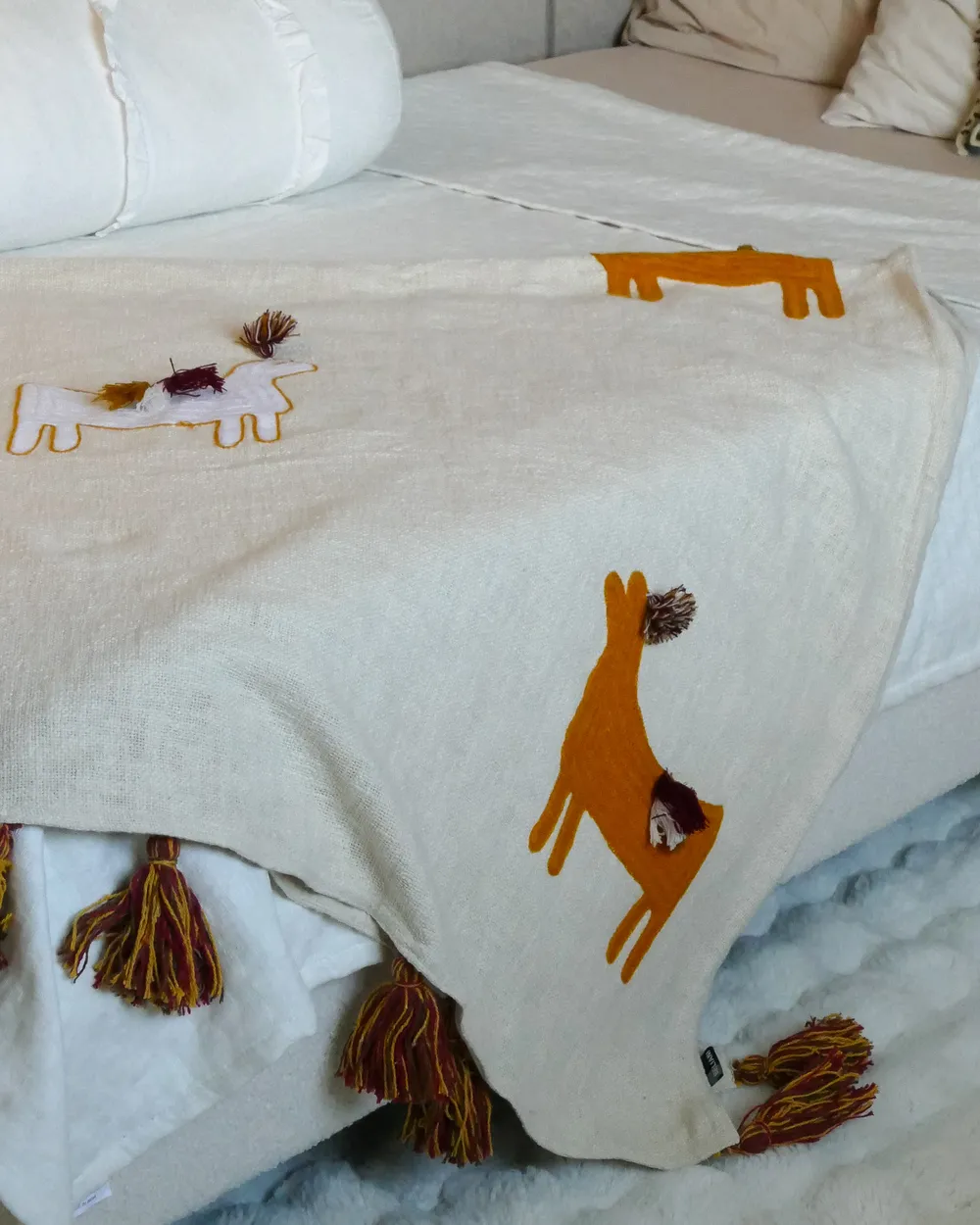 Kuscheldecke KHANDWA Baumwolle 130 x 180 cm Beige_942824
