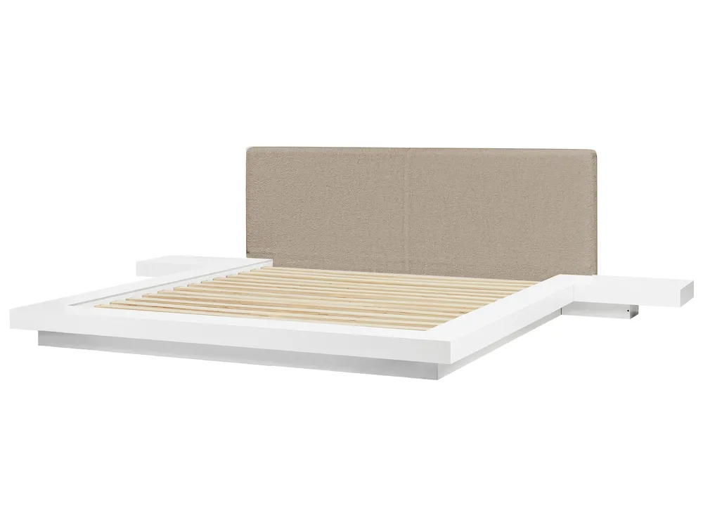 Bed with LED Boucle ZEN 180 x 200 cm (EU Super King) White_1080194