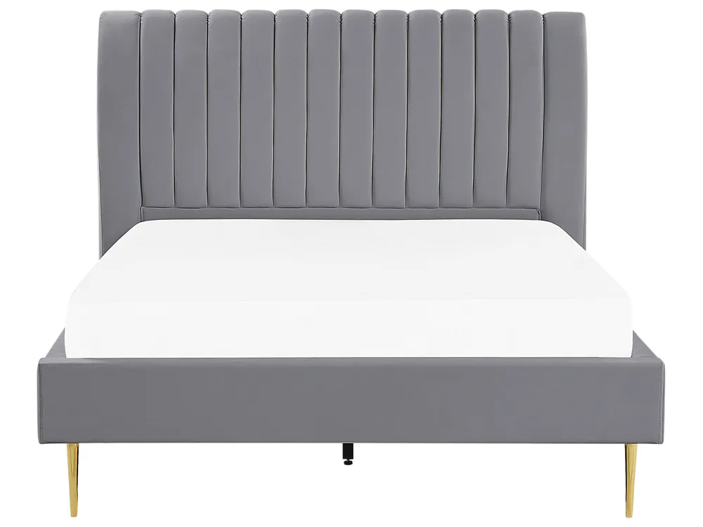 Bett mit Lattenrost Samtstoff MARVILLE 140 x 200 cm Grau_835927