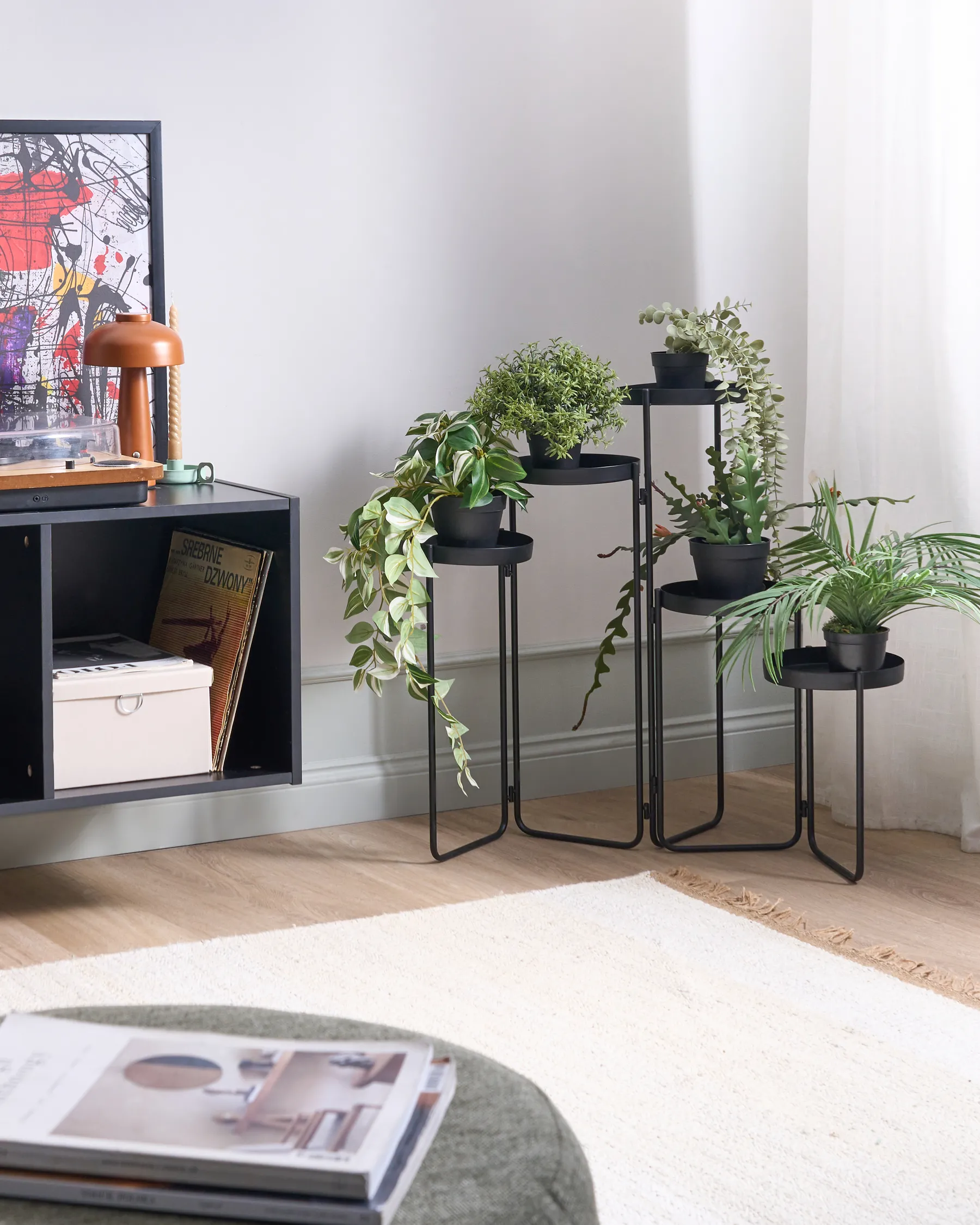 Pflanzenständer NANTEN 87 cm Metall Schwarz_1032761