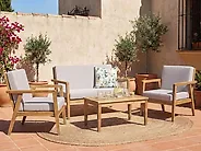 Garden Lounge Set with Table 4 Seater PALLANO Acacia Wood Taupe_1172208