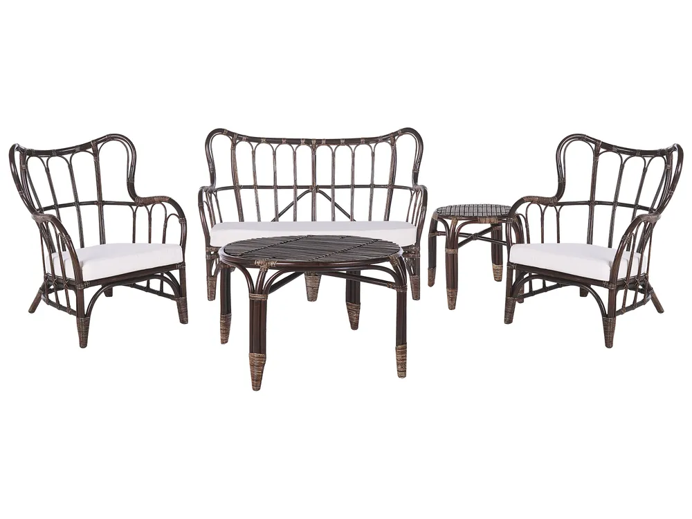 Lounge Set mit Tisch 4-Sitzer BRINDISI Rattan Dunkelbraun