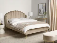 Bett mit Lattenrost Samtstoff AMBILLOU 140 x 200 cm Taupe_902455