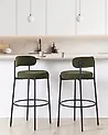 Set mit 2 Barstühlen ALLISON Bouclé Grün