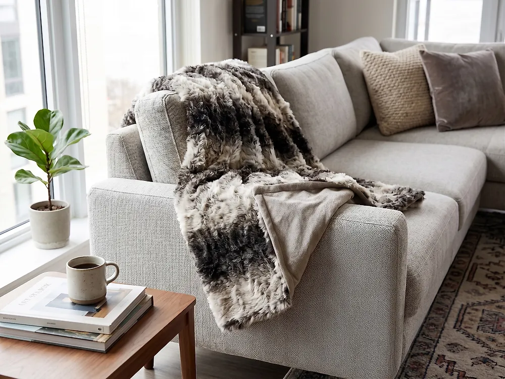 Blanket TAZA Fabric 150 x 200 cm Grey_1177980