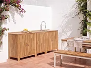 Outdoor-Küchenschrank mit Spüle VENOSA Braun / Silber Akazienholz_1155551
