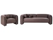 Sofa Set 4-Sitzer LEIREN Samtstoff Dunkelbraun_1028854