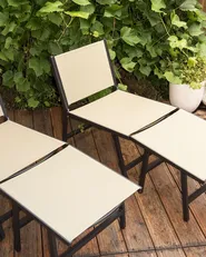 Gartenstuhl MARCEDDI mit Fußstütze Metall Beige_933186