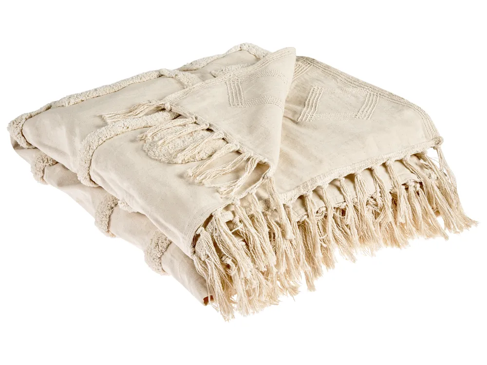 Kuscheldecke CHACK Baumwolle 200 x 220 cm Beige