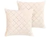 Dekokissen 2er Set YARROW 45 x 45 cm Samtstoff Beige Geometrisches Muster