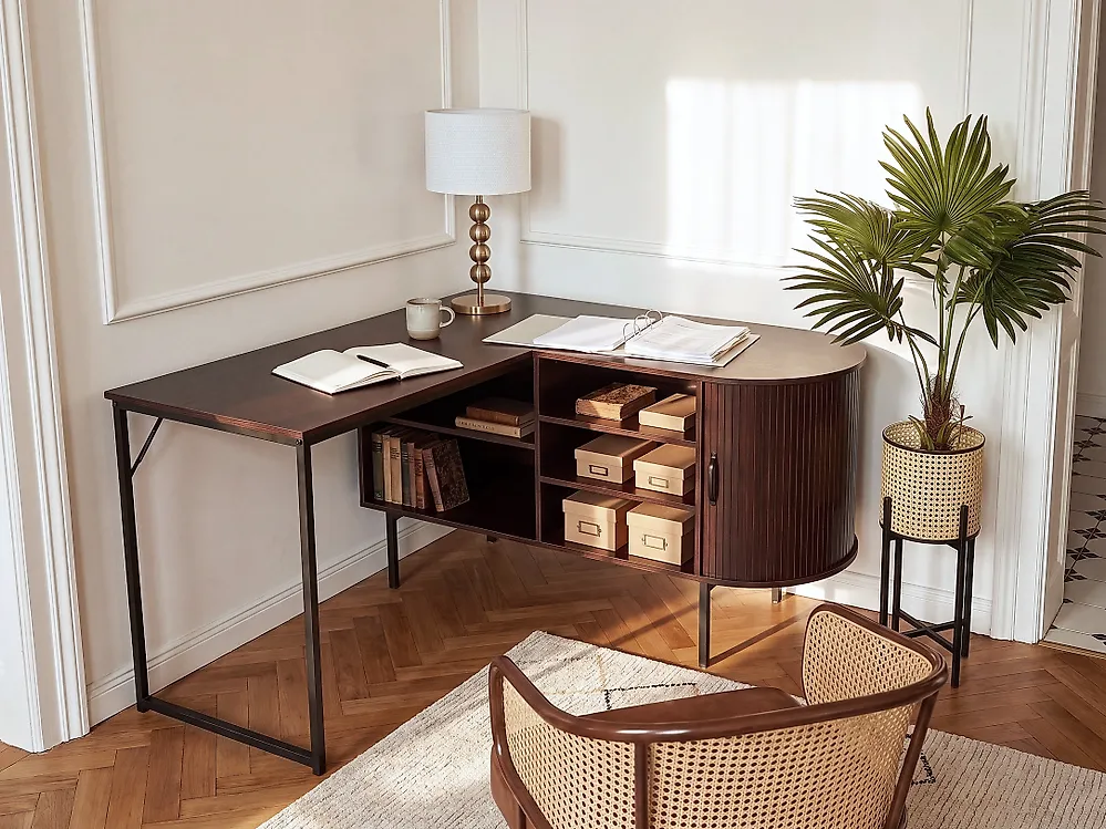 Corner Desk SOLARI 140 cm 140 cm Dark Brown