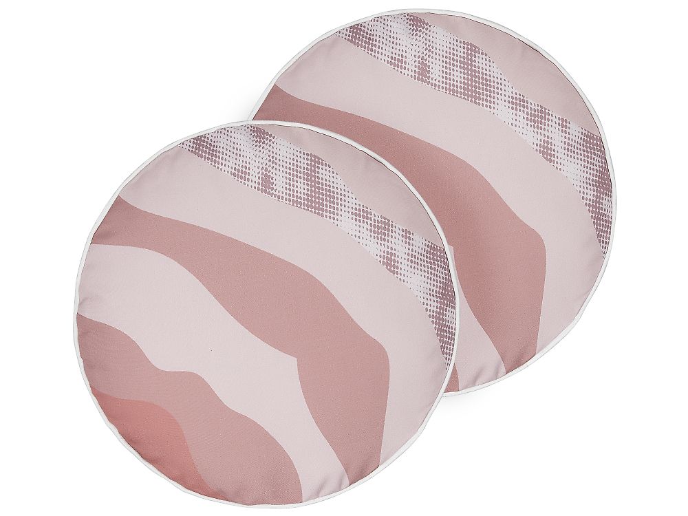 Set of 2 Outdoor Cushions CAMPEI Abstract Pattern 40 x 40 cm Pink