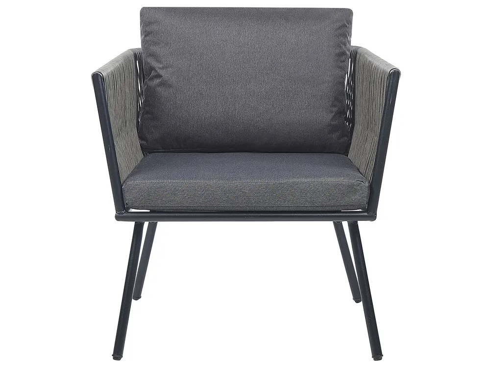 Bistro Set with Cushions GARGANO PE Rattan Grey_856482