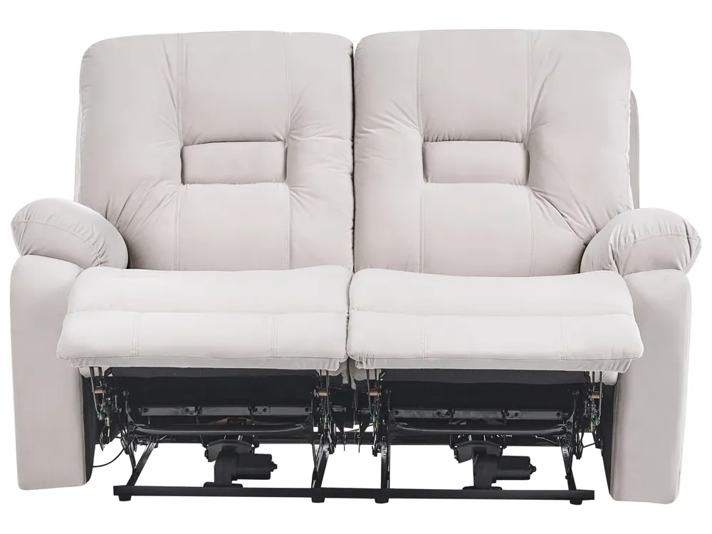 Sofa elektrisch verstellbar 2-Sitzer BERGEN mit USB-Anschluss Samtstoff Hellbeige_1064788