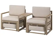 Lounge Set mit Tisch und Ottomane 2-Sitzer NOCI modular Metall Beige_1026721