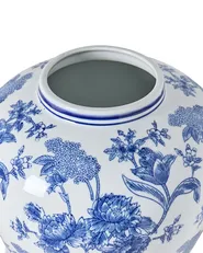 Vase mit Deckel ALFARO 46 cm Porzellan Weiß / Blau_1052724