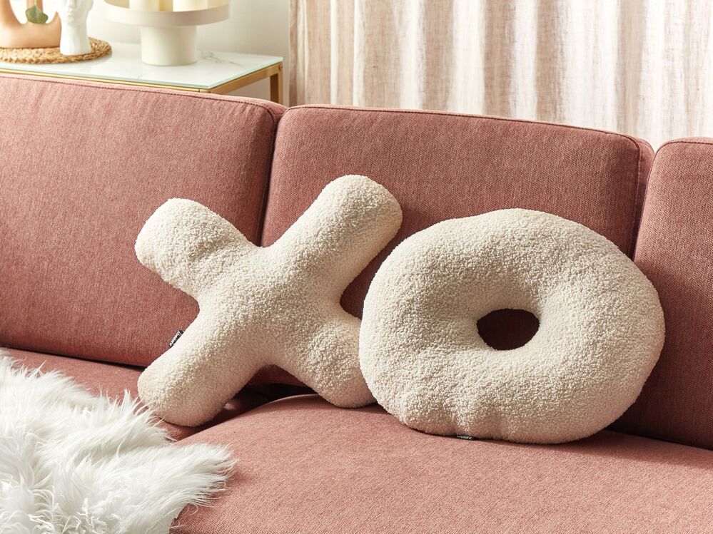 Set van 2 sierkussens HESPERIS Bouclé Beige effen