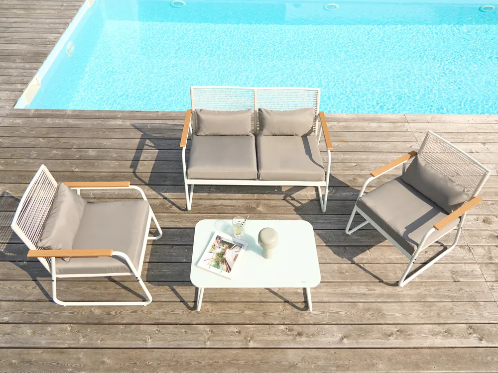 Lounge Set mit Tisch 4-Sitzer POMONTE Metall Weiß