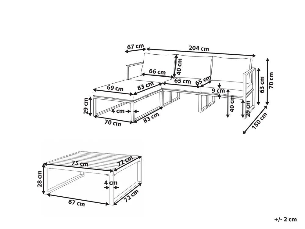 Garten Ecksofa mit Tisch 3-Sitzer OLANG Metall Grün_1080263