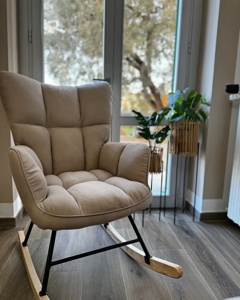 Schaukelsessel OULU Stoff Beige