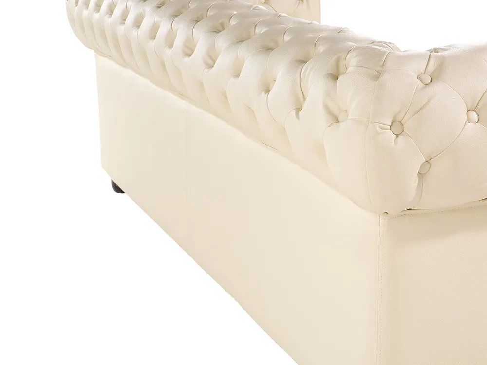 Sofa 3 Seater CHESTERFIELD Leather Light Beige_539692