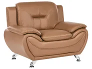 Living Room Set 6 Seater LEIRA Faux Leather Golden Brown_1058431