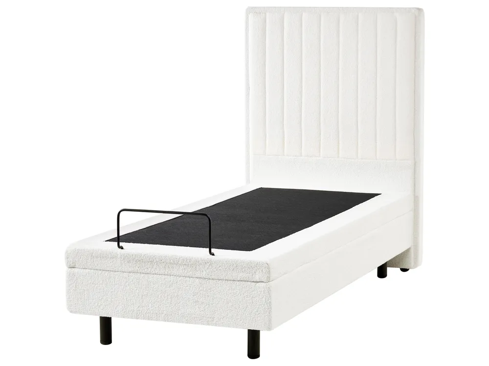 Bett verstellbar Bouclé DUKE II 80 x 200 cm Cremeweiß_1026178
