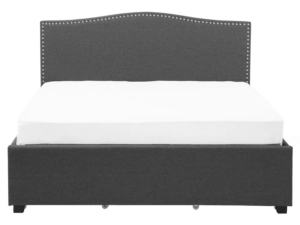 Postelja s predali MONTPELLIER Temno siva 160 x 200 cm LED_708648