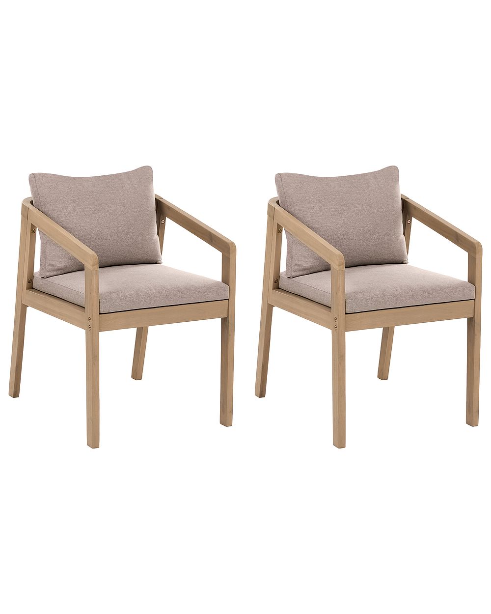 Set of 2 Garden Chairs with Cushions TOSCANELLA Certified Acacia Wood Light Brown