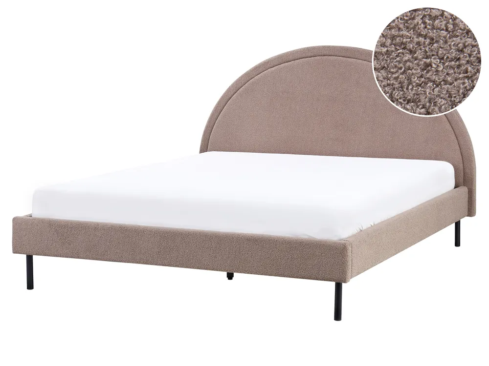 Bett mit Lattenrost Bouclé MARGUT 160 x 200 cm Taupe