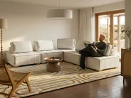Modular Corner Sofa 5 Seater TIBRO Fabric Off-White Left Hand_1058170