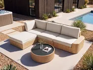 Garten Ecksofa mit Tisch 4-Sitzer OLIVERI Polyrattan Beige rechtsseitig_1073097