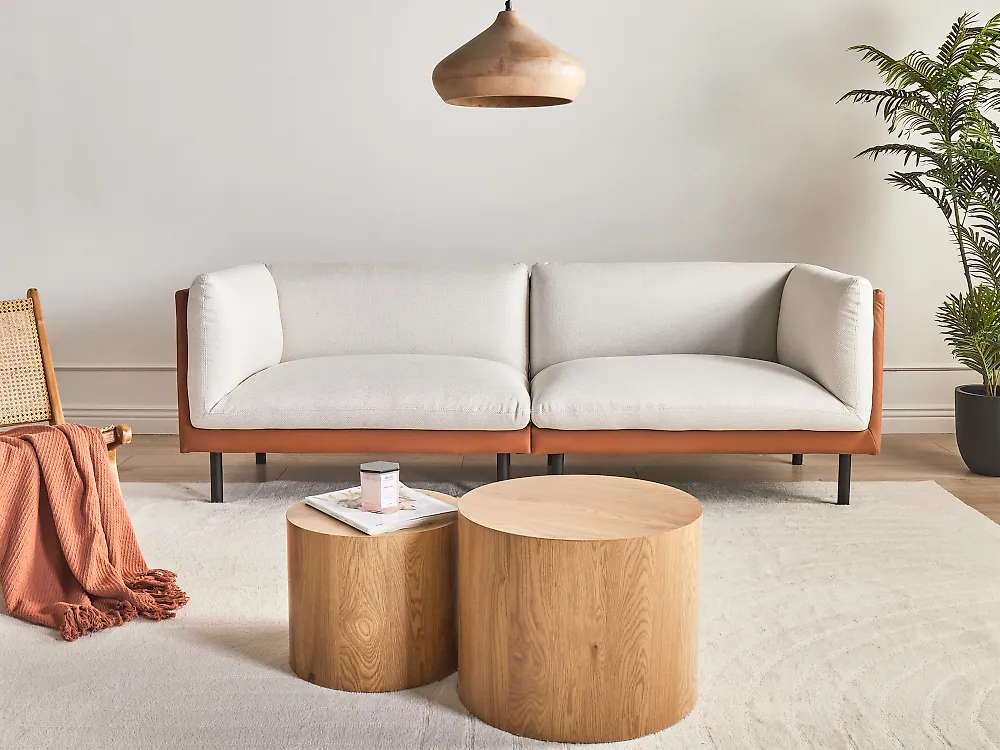 Sofa 3 Seater VORGOD Fabric Off-White_1186003