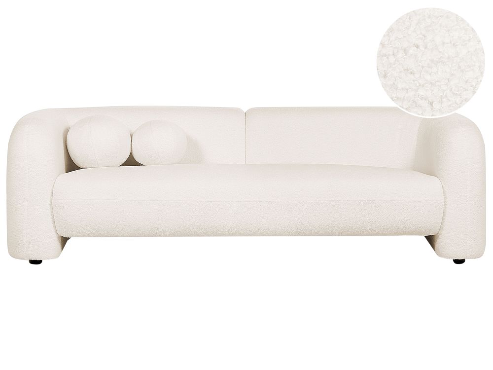 Sofa 3-Sitzer LEIREN Bouclé Weiß