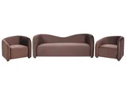 Living Room Set 5 Seater VELTADA Velvet Dark Brown_1028390