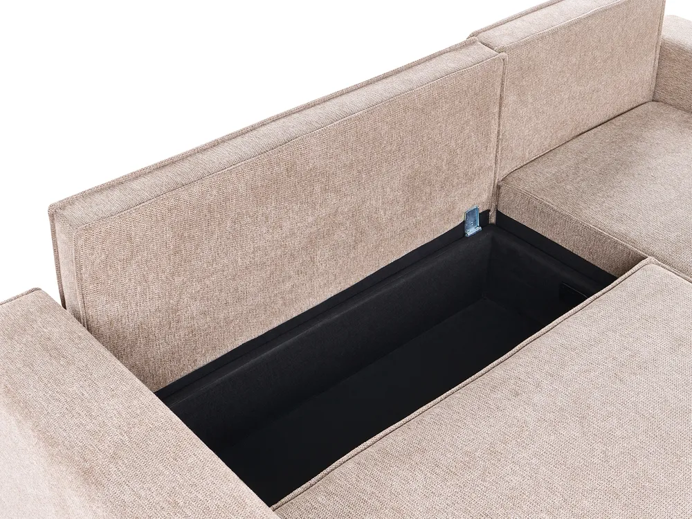 Eckschlafsofa 3-Sitzer EDANE mit Stauraum Stoff Beige linksseitig_1057117