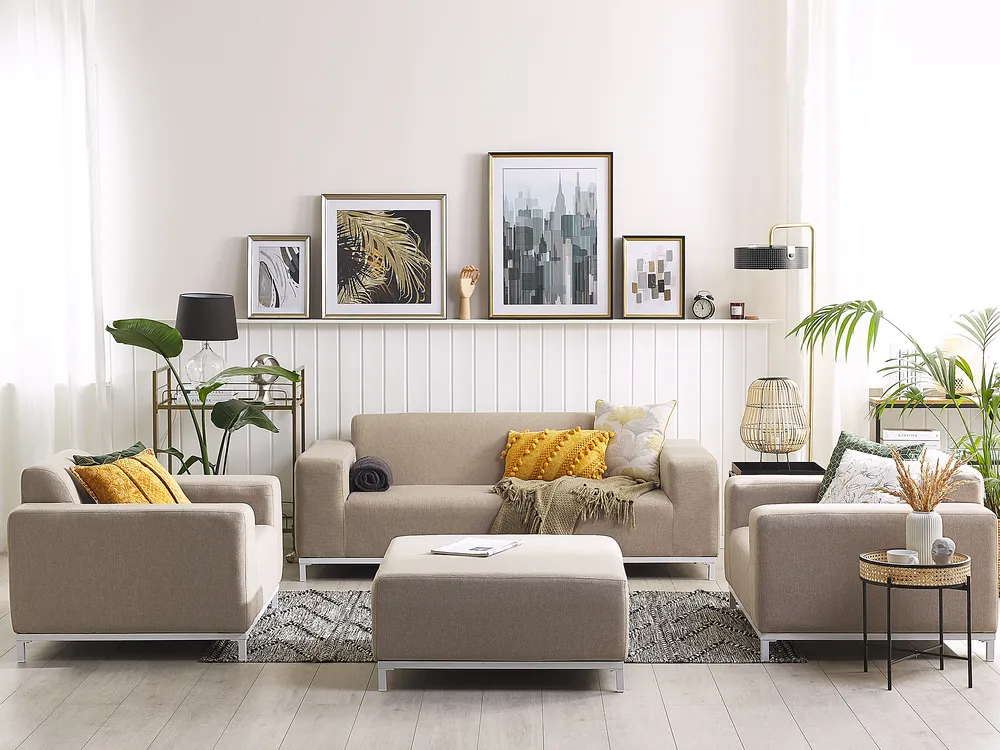 Lounge Set mit Tisch 5-Sitzer ROVIGO Beige_786111