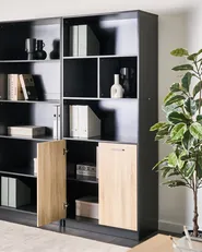 Bücherregal mit 2 Türen ZEHNA Braun / Schwarz_1033274